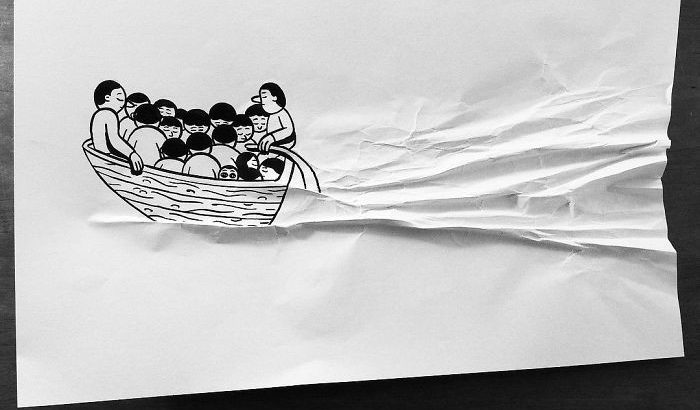 Génial : cet artiste utilise le papier pour rajouter une dimension 3D à ses dessins