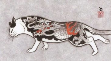Des chats et des tatouages, le travail poétique de l'artiste japonais Kazuaki Horitomo