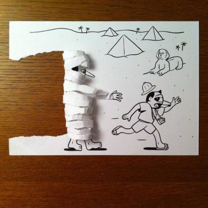 Genial-cet-artiste-utilise-le-papier-pour-rajouter-une-dimension-3D-a-ses-dessins