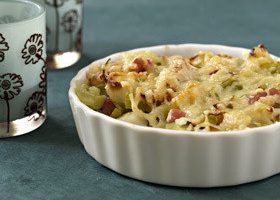 Gratin de poireaux aux lardons - %%sitename%%