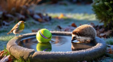 Ce geste avec 1 balle de tennis garde l’eau ouverte et protège la biodiversité du jardin tout l’hiver