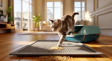 Empêcher votre chat de disperser la litière partout : ce tapis absorbant à double couche gagne du terrain en France