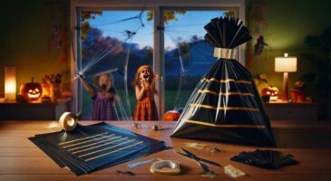 Halloween : ce tuto en 9 étapes pour faire des toiles d'araignée avec 2 sacs-poubelle bluffe les enfants