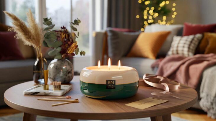 Ce bon plan déco chez B and M, une bougie bicolore en porcelaine à 9,99 €, semble bien plus chère en novembre 2025