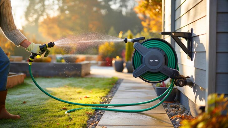 Ce dévidoir mural tectake à moins de 55 € fait parler les jardiniers en novembre 2025, et une simple astuce explique l'engouement