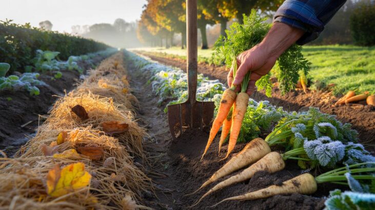 Ce geste d’automne 2025 qui rend les carottes et panais irrésistiblement sucrés après les premières gelées, sans rien changer à votre potager