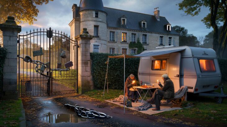 Ce squat au château de Vau en Maine-et-Loire condamne ses nouveaux propriétaires à la caravane, en novembre 2025
