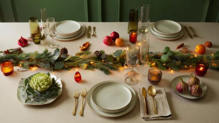 Voici la tendance noël 2025 sans bougies ni centres de table pour des tables élégantes en France qui intriguent dès le premier regard