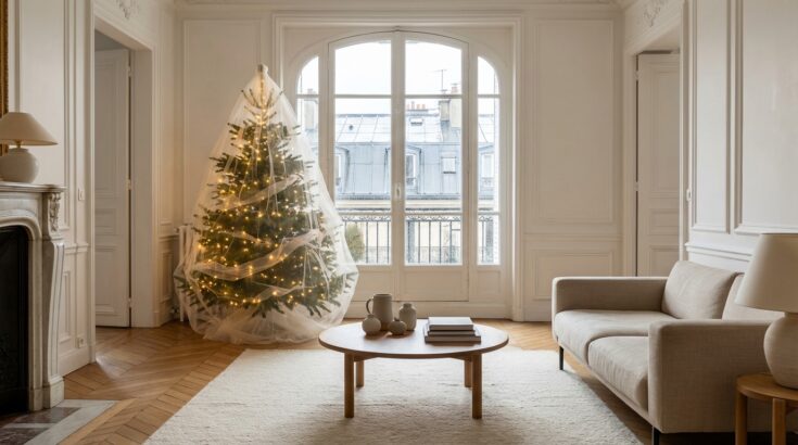 Ce sapin de noël ultra romantique va remplacer vos décorations flashy : l'idée en tulle qui divise les familles