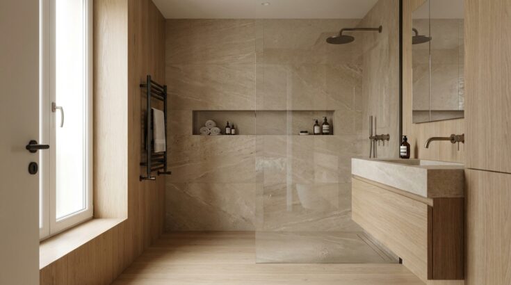Salle de bain : ce bois spécial devenu tendance en 2025 promet la fin des joints sales et du carrelage glacé chez vous