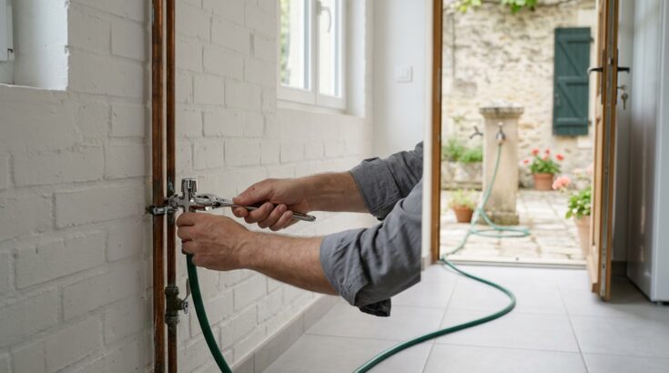 Avant de casser un mur pour arroser, cette petite pièce de plomberie ajoute un robinet dehors sans percer