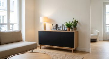 Ce buffet chêne et noir à moins de 160 € chez Cdiscount change votre salon bien plus que vous ne l’imaginez
