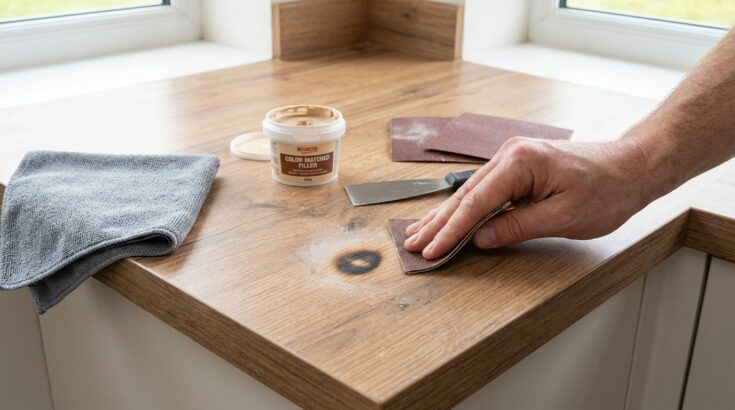 Plan de travail stratifié brûlé : ne remplacez rien avant d’avoir tenté cette méthode qui efface la trace